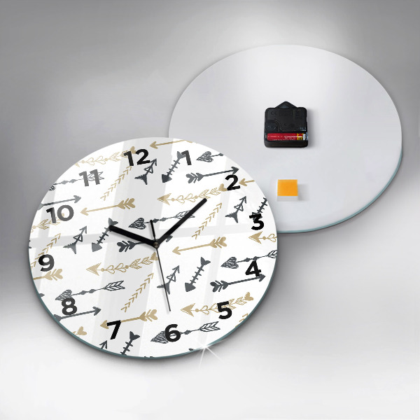 Round glass wall clock Geometric hipster pattern
