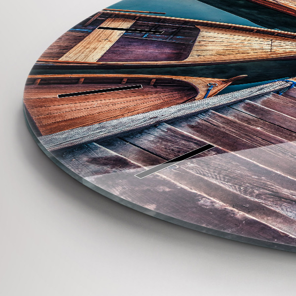 Round glass wall clock Pier and Lake