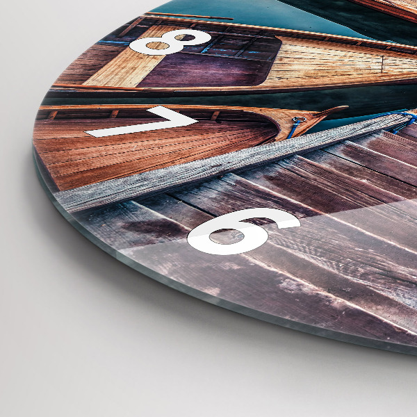 Round glass wall clock Pier and Lake