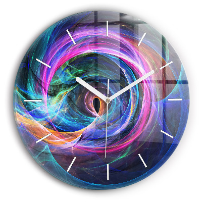 Round glass wall clock Colorful Fractal