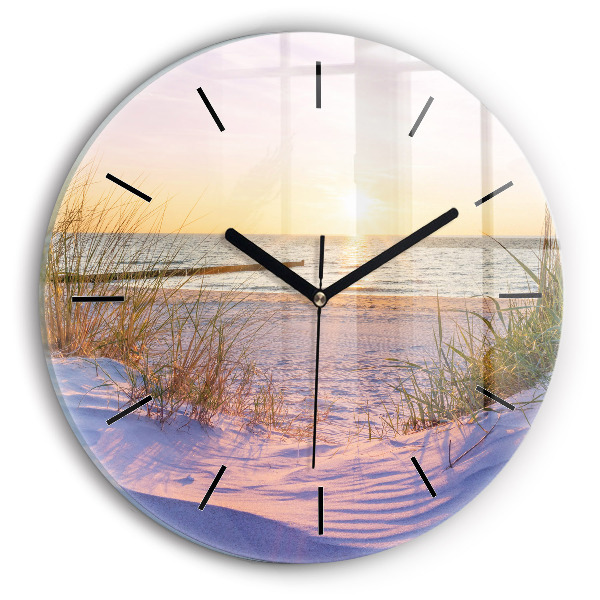 Round glass wall clock Polish Sunny Sea