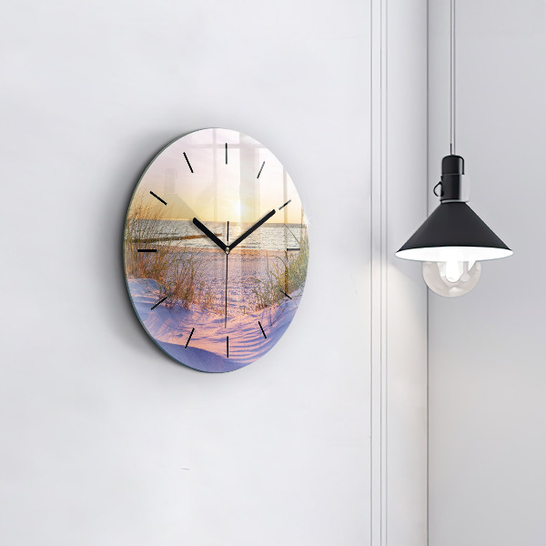 Round glass wall clock Polish Sunny Sea