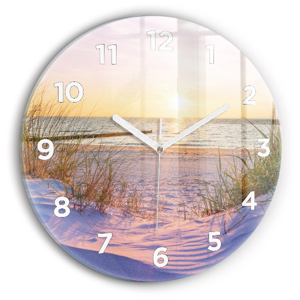 Round glass wall clock Polish Sunny Sea