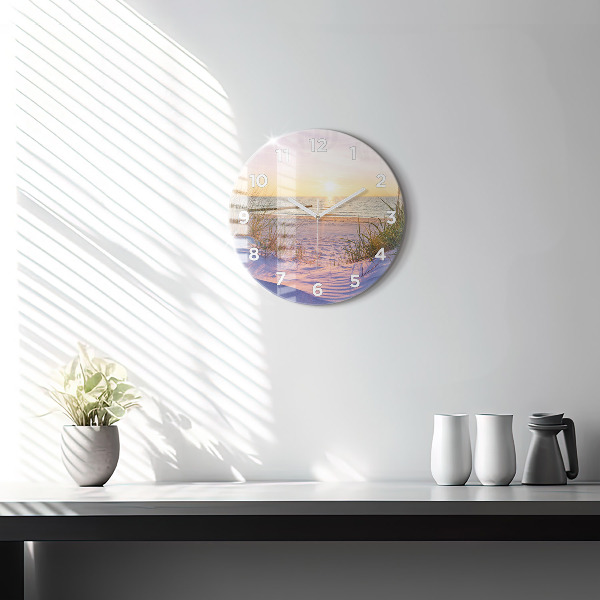 Round glass wall clock Polish Sunny Sea