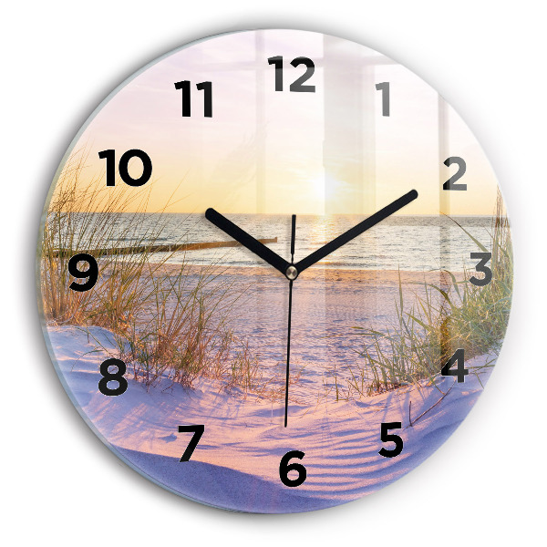 Round glass wall clock Polish Sunny Sea