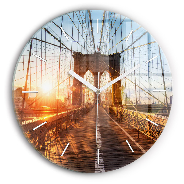Round glass wall clock Brooklyn Bridge NYC