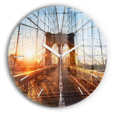 Round glass wall clock Brooklyn Bridge NYC