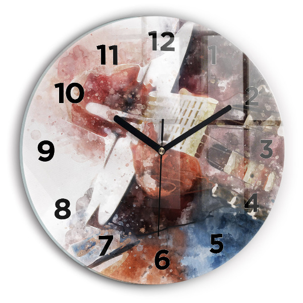 Round glass wall clock Guitar Visualization