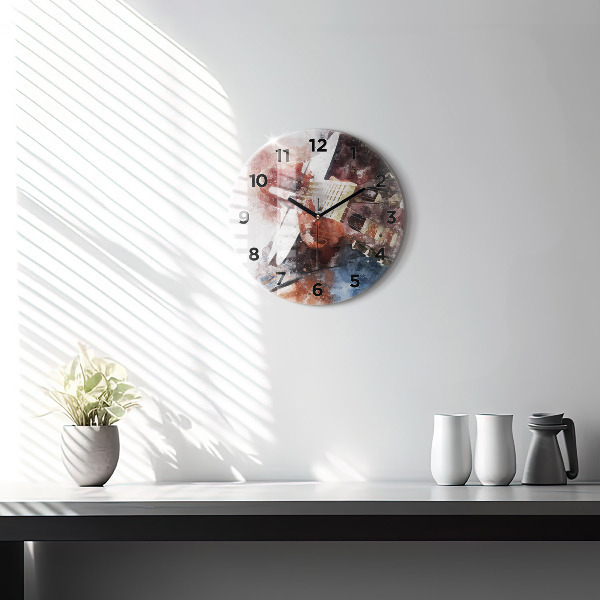 Round glass wall clock Guitar Visualization