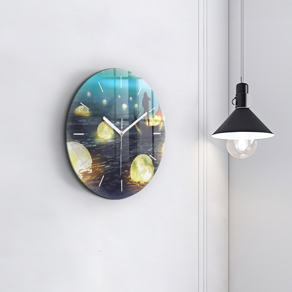 Round glass wall clock Abstraction