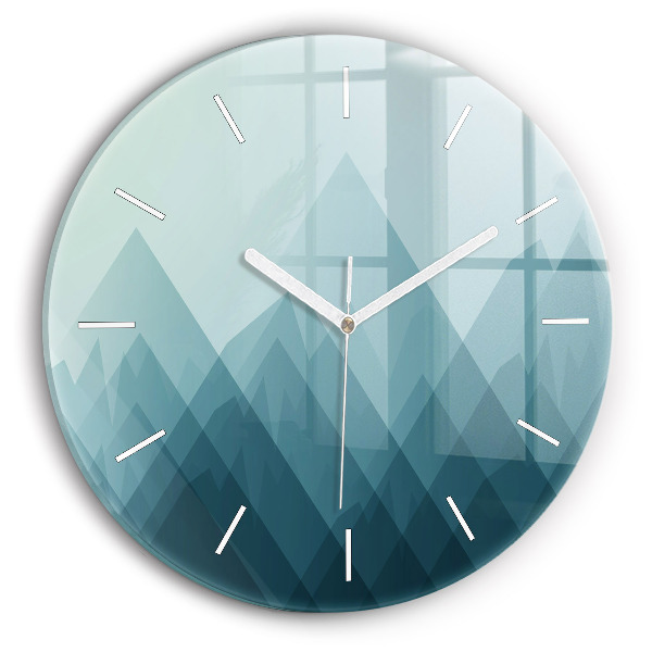 Round glass wall clock Geometric figures