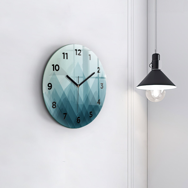 Round glass wall clock Geometric figures