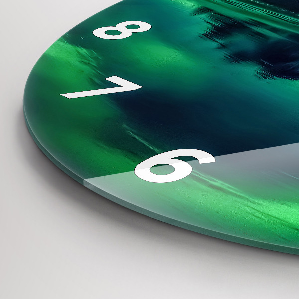 Round glass wall clock Northern lights