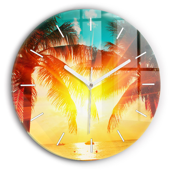 Round glass wall clock Holidays Rest