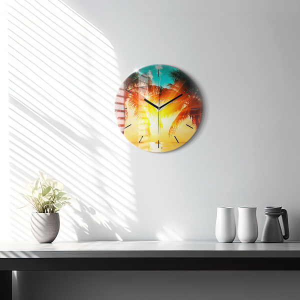 Round glass wall clock Holidays Rest