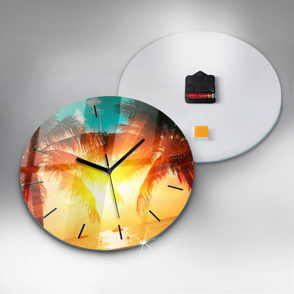 Round glass wall clock Holidays Rest