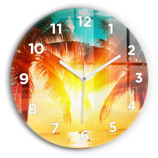 Round glass wall clock Holidays Rest