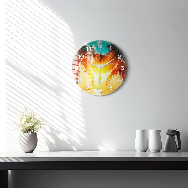 Round glass wall clock Holidays Rest