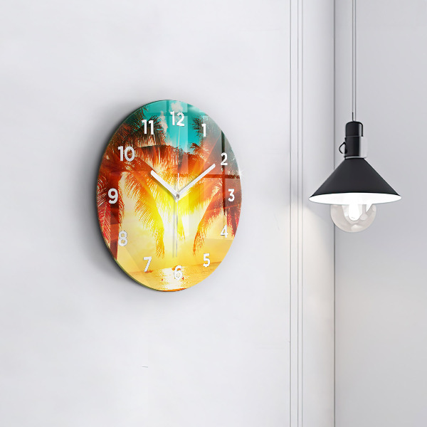 Round glass wall clock Holidays Rest