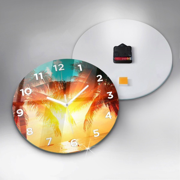 Round glass wall clock Holidays Rest