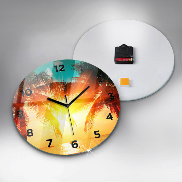 Round glass wall clock Holidays Rest