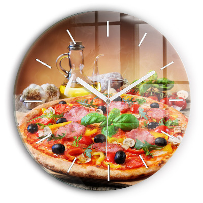 Round glass wall clock The Culinary Heart of Italy