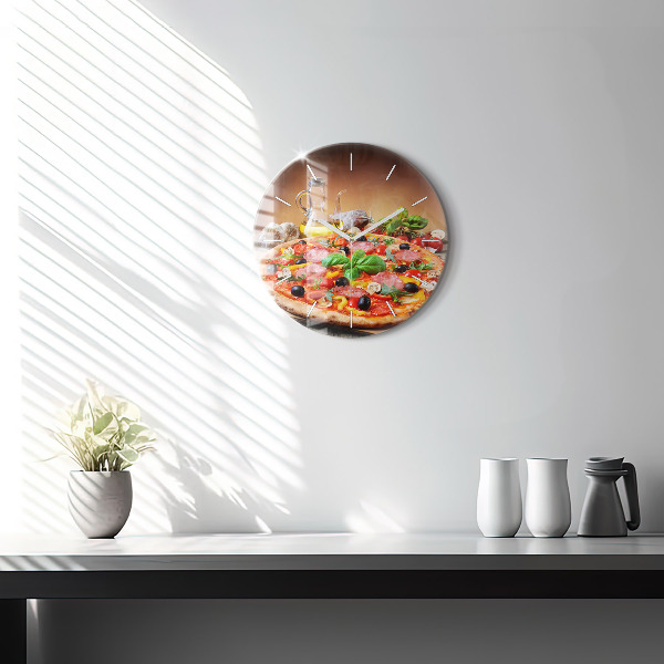 Round glass wall clock The Culinary Heart of Italy