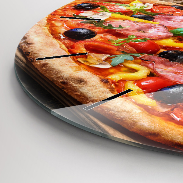 Round glass wall clock The Culinary Heart of Italy