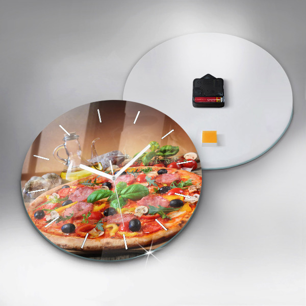 Round glass wall clock The Culinary Heart of Italy