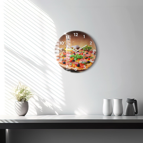 Round glass wall clock The Culinary Heart of Italy