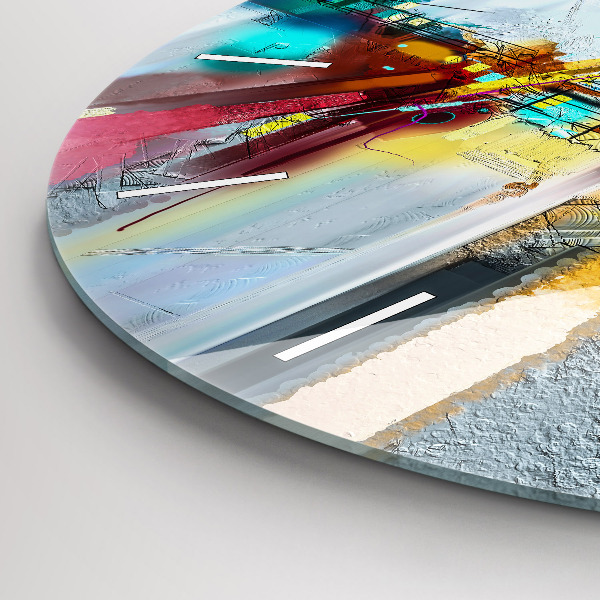 Round glass wall clock Abstract oil landscape