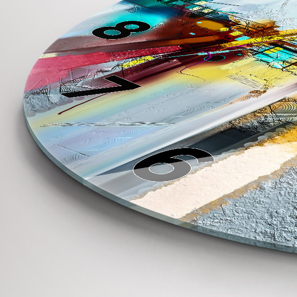 Round glass wall clock Abstract oil landscape