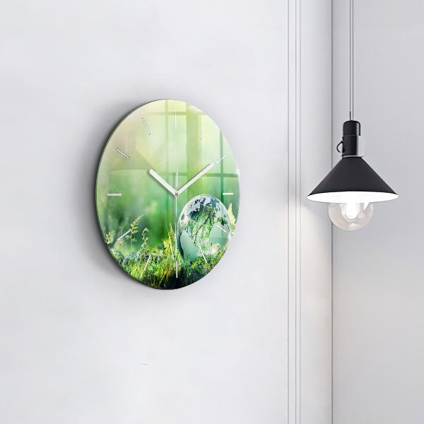 Round glass wall clock Globe