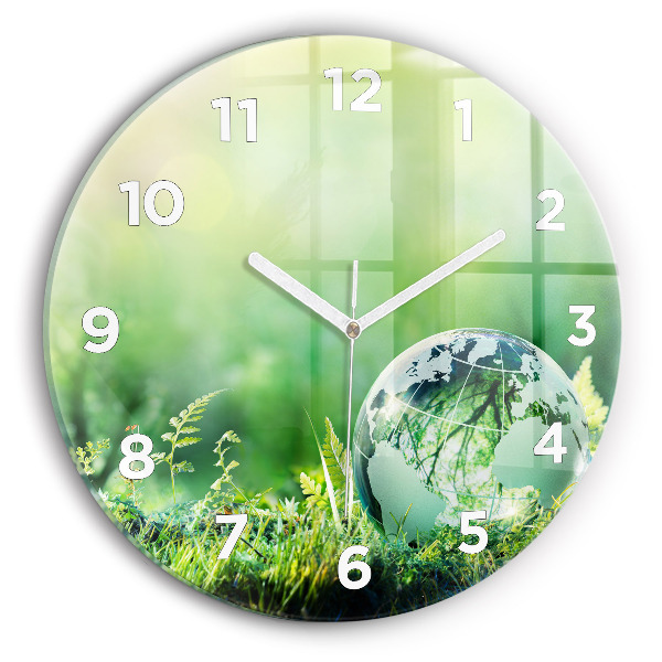 Round glass wall clock Globe