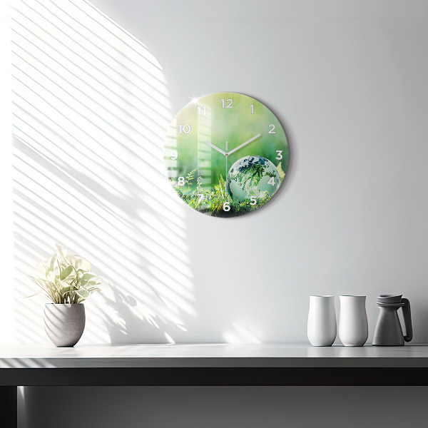 Round glass wall clock Globe