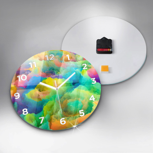 Round glass wall clock Fractal Texture