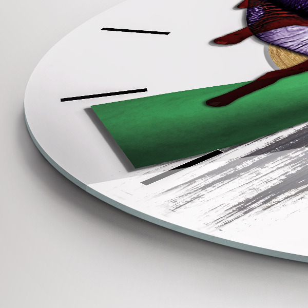 Round glass wall clock Surrealist collage