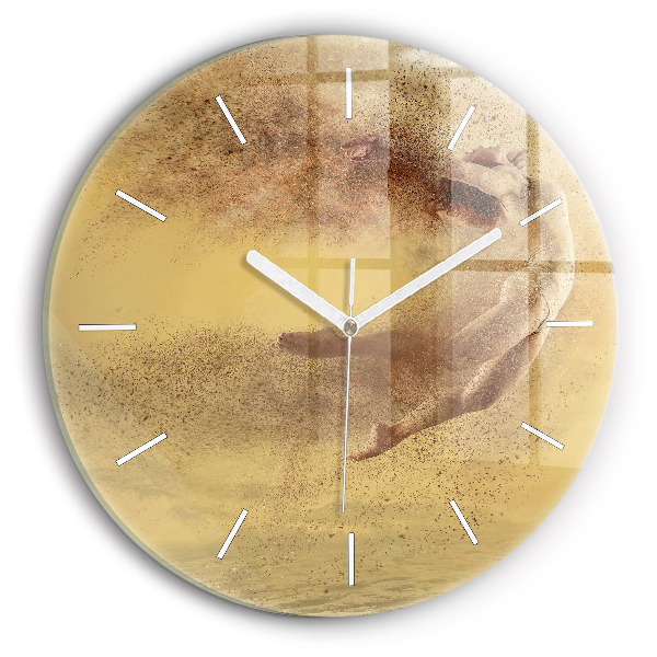 Round glass wall clock Woman in figure