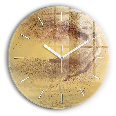 Round glass wall clock Woman in figure