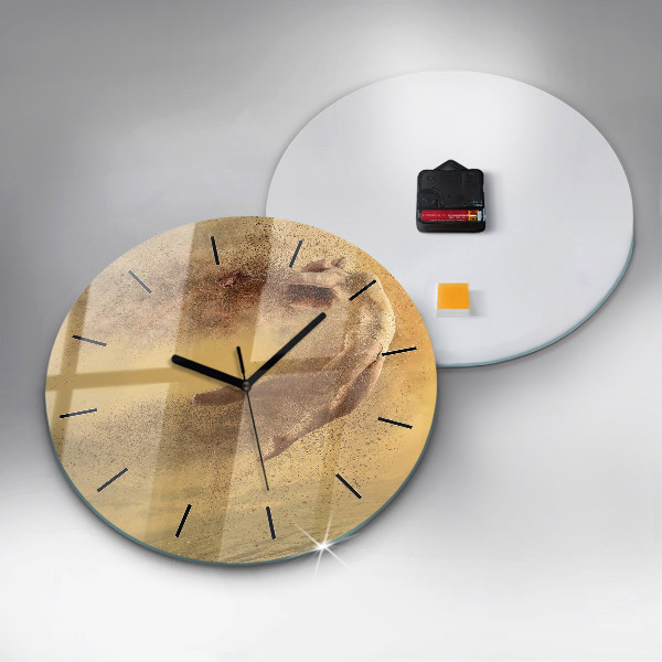 Round glass wall clock Woman in figure