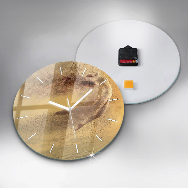 Round glass wall clock Woman in figure