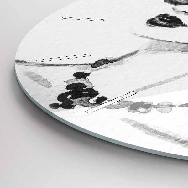 Round glass wall clock Fashionable woman