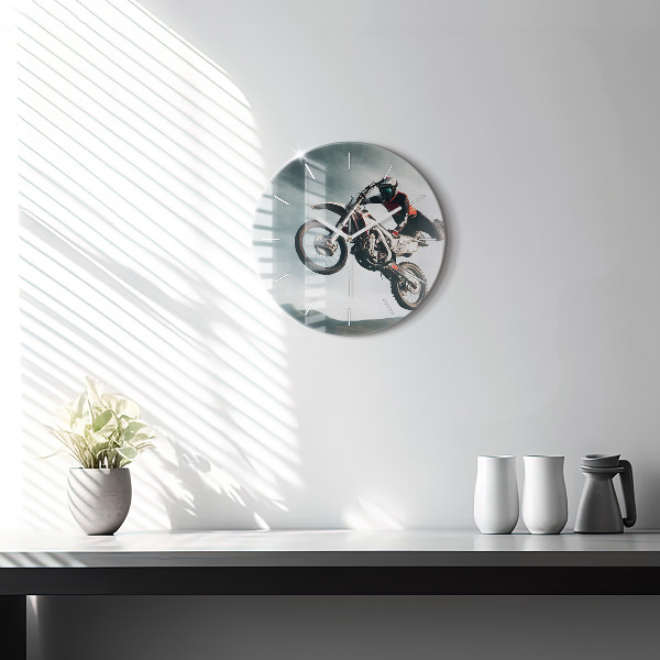 Round glass wall clock Motor Style Adrenaline