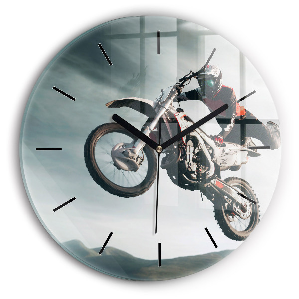 Round glass wall clock Motor Style Adrenaline