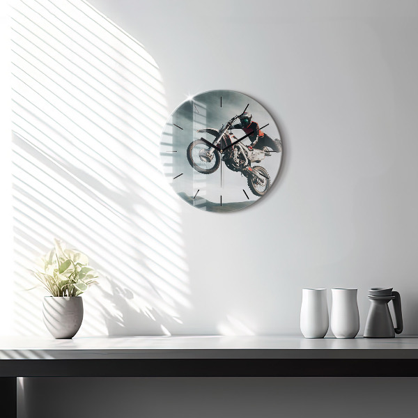 Round glass wall clock Motor Style Adrenaline