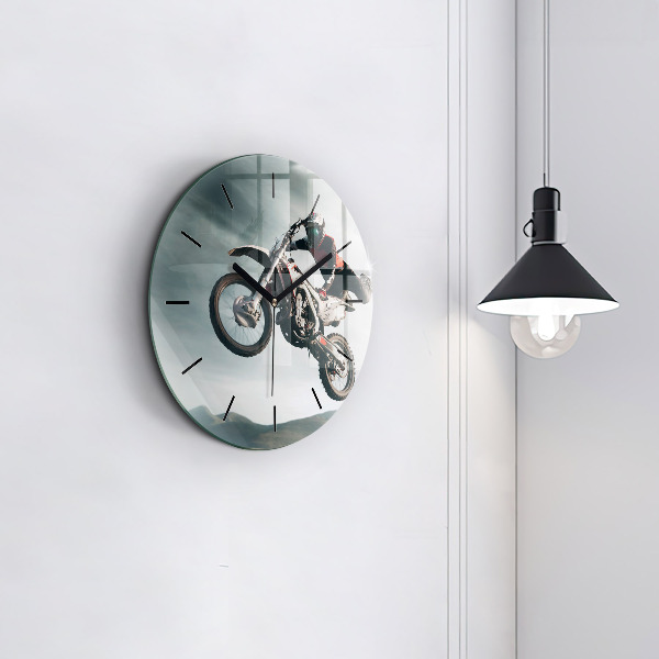 Round glass wall clock Motor Style Adrenaline