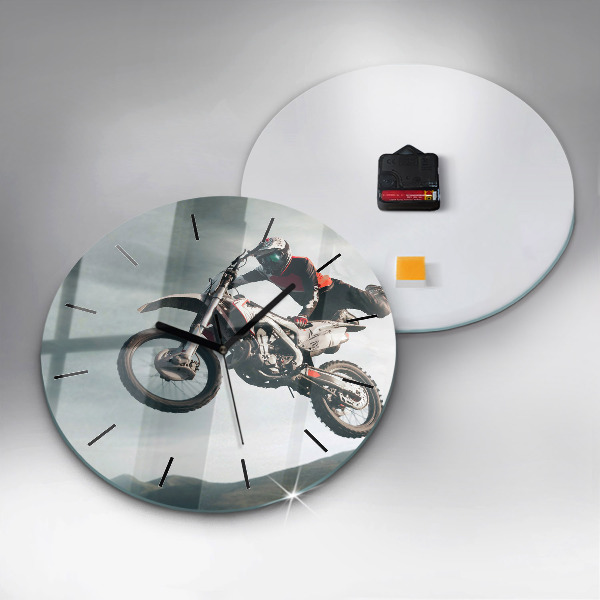 Round glass wall clock Motor Style Adrenaline
