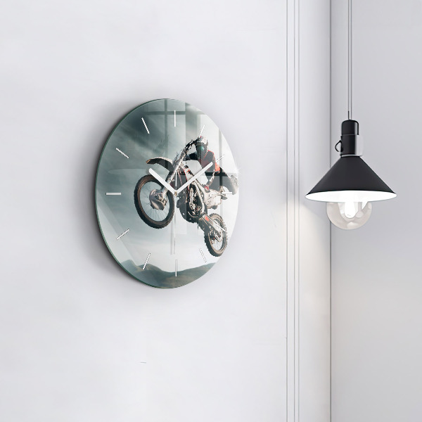 Round glass wall clock Motor Style Adrenaline