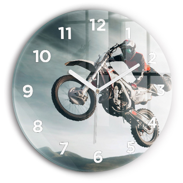 Round glass wall clock Motor Style Adrenaline