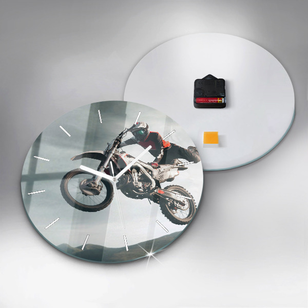 Round glass wall clock Motor Style Adrenaline